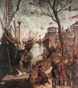  Carpaccio Oil Painting - The Arrival of the Pilgrims in Cologne Vittore Carpaccio